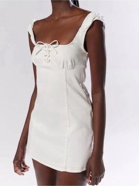 NWT Urban Outfitters Ivory Lace-Up Mini Dress